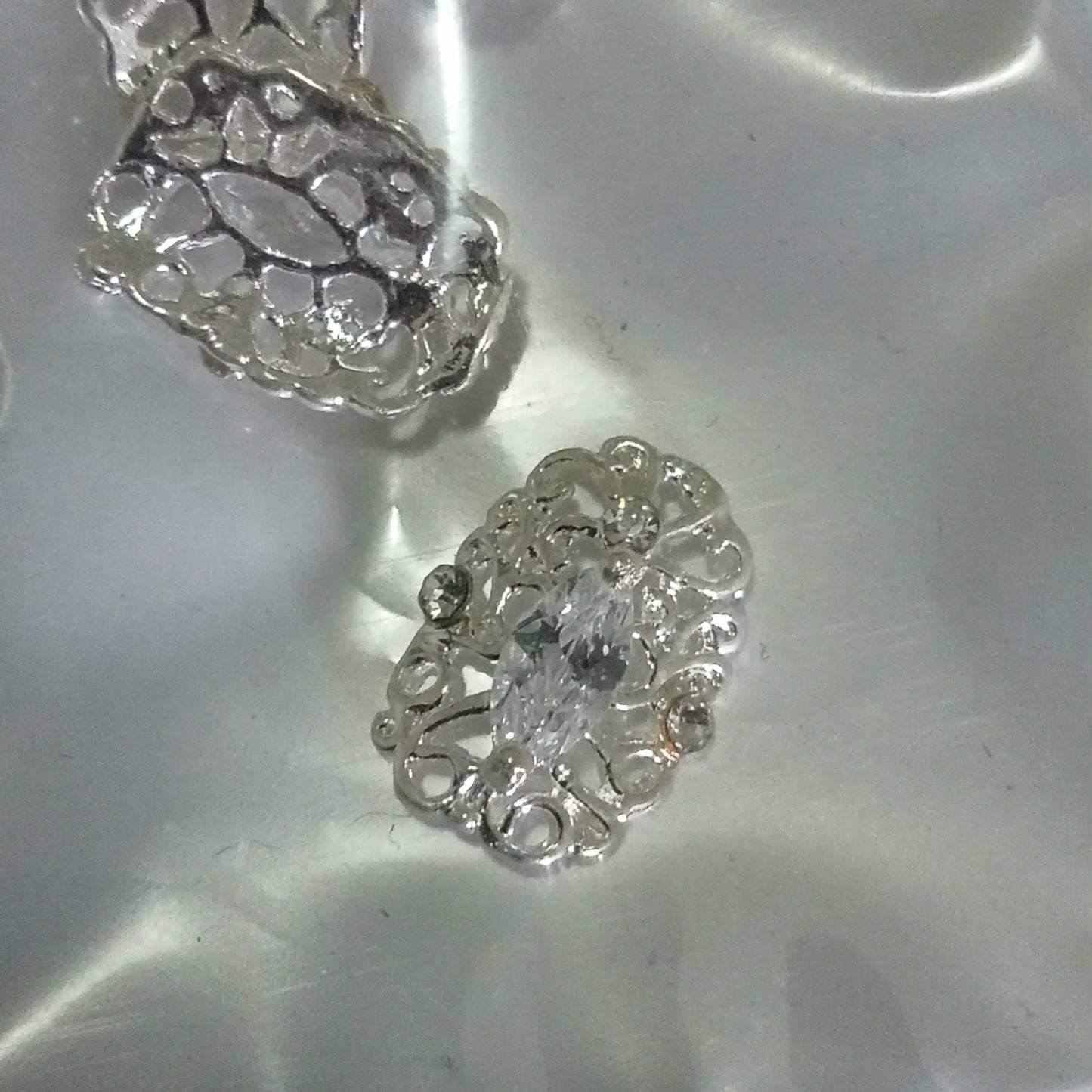 10 Silver/rhinestone